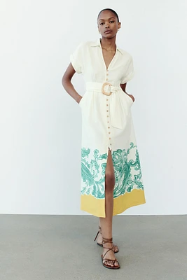 GRECIAN PRINT SHIRT DRESS