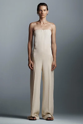 ZW COLLECTION STRAPLESS SATIN EFFECT JUMPSUIT