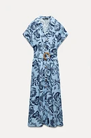 LINEN BLEND PRINTED SHIRTDRESS