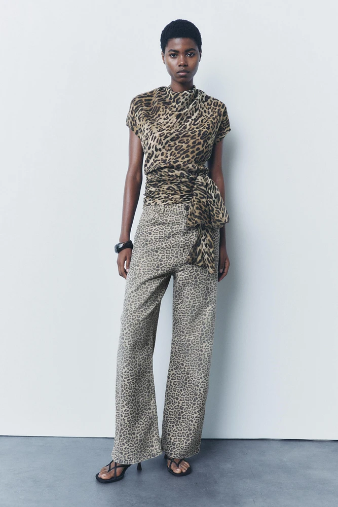 ANIMAL PRINT BOWS TOP ZW COLLECTION