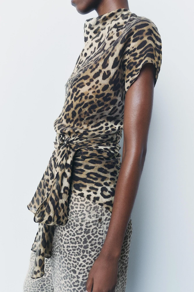 ANIMAL PRINT BOWS TOP ZW COLLECTION