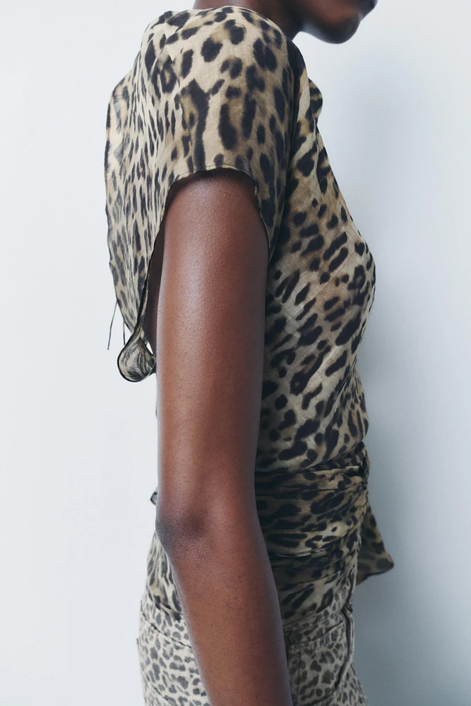 ANIMAL PRINT BOWS TOP ZW COLLECTION