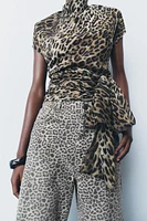 ANIMAL PRINT BOWS TOP ZW COLLECTION