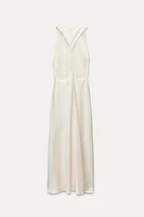 SATIN EFFECT OPEN BACK MIDI DRESS