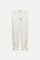 LINEN BLEND PANTS CUFFED HEM