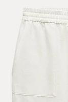 LINEN BLEND PANTS CUFFED HEM