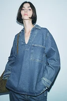 DENIM POLO COLLAR SHIRT ZW COLLECTION