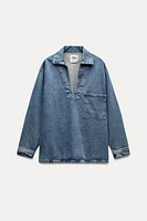 DENIM POLO COLLAR SHIRT ZW COLLECTION