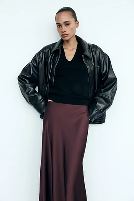 FAUX LEATHER BOMBER JACKET