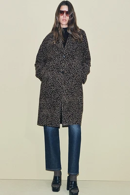 WOOL BLEND ANIMAL PRINT COAT ZW COLLECTION