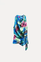 SATIN EFFECT TROPICAL PRINT TOP