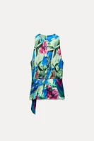 SATIN EFFECT TROPICAL PRINT TOP