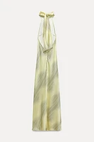 SATIN EFFECT HALTER NECK LONG DRESS