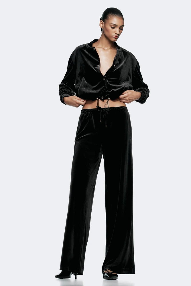 WIDE LEG VELVET PANTS