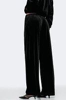 WIDE LEG VELVET PANTS