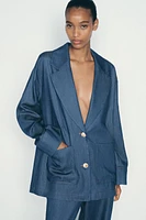 DENIM EFFECT OVERSIZED BLAZER