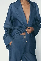 DENIM EFFECT OVERSIZED BLAZER