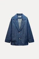 DENIM EFFECT OVERSIZED BLAZER