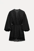 OPENWORK EMBROIDERED MINI DRESS