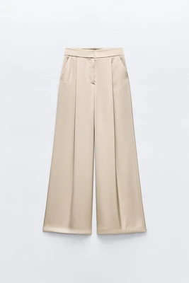 WIDE LEG SATIN PANTS