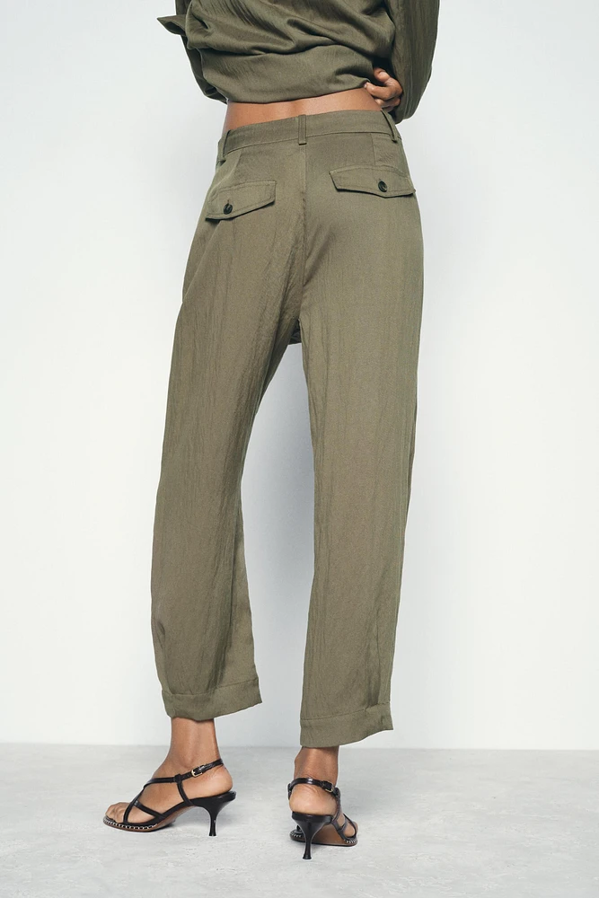 WRINKLED EFFECT KNICKERBOCKER PANTS