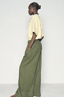 LINEN BLEND WIDE LEG PANTS