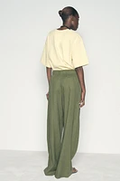 LINEN BLEND WIDE LEG PANTS