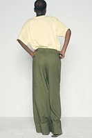 LINEN BLEND WIDE LEG PANTS