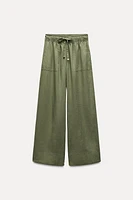 LINEN BLEND WIDE LEG PANTS