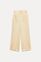 LINEN BLEND WIDE LEG PANTS