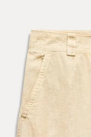 LINEN BLEND WIDE LEG PANTS