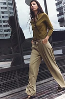 WIDE LEG TIED BELT PANTS