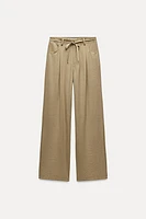 WIDE LEG TIED BELT PANTS