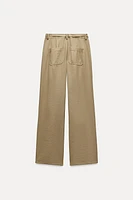 WIDE LEG TIED BELT PANTS