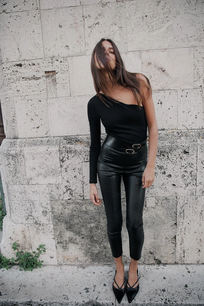 HIGH RISE FAUX LEATHER LEGGINGS