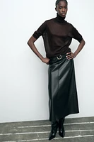 FAUX LEATHER LAYERED SKIRT