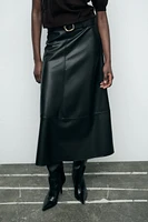 FAUX LEATHER LAYERED SKIRT