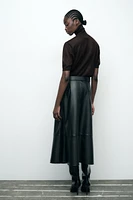 FAUX LEATHER LAYERED SKIRT