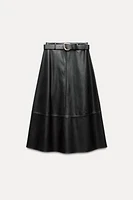 FAUX LEATHER LAYERED SKIRT