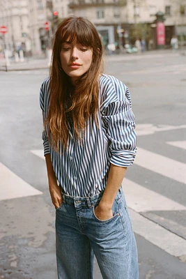 STRIPED POPLIN SHIRT