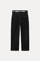 BELTED PLEATED PANTS