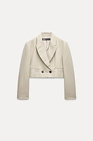 LINEN BLEND CROPPED BLAZER