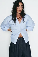 POPLIN SHIRT WITH VOLUMINOUS SLEEVES