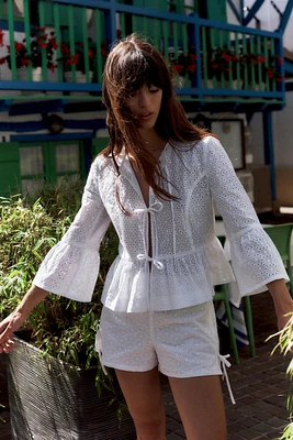 EMBROIDERED EYELET BLOUSE