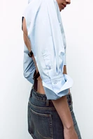 OPEN BACK BELTED POPLIN SHIRT