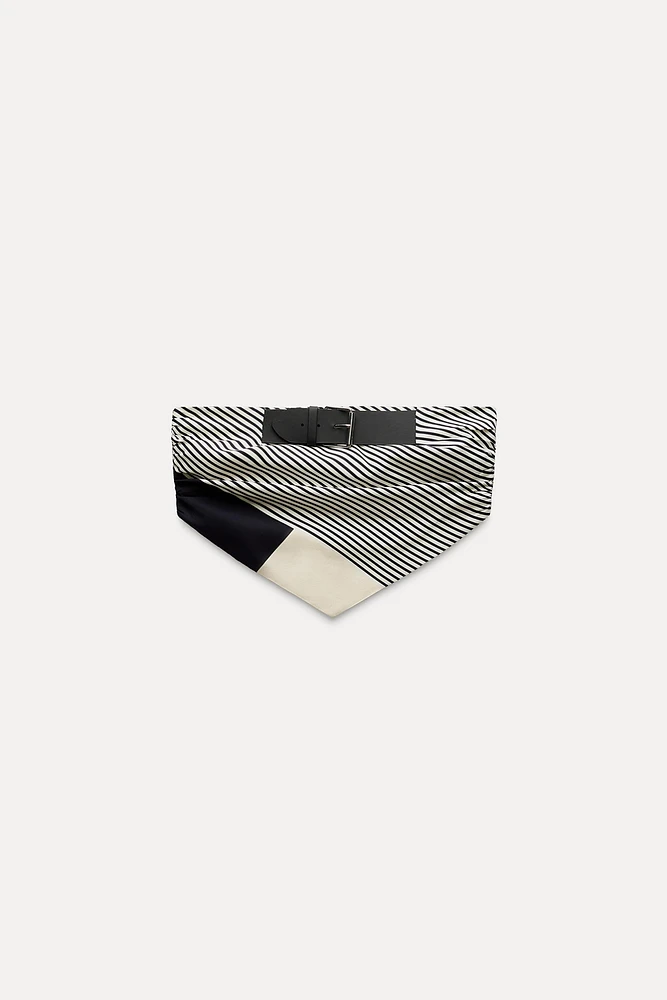 STRIPED BELT POPLIN TOP