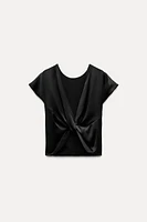 KNOTTED BACK SATIN EFFECT TOP