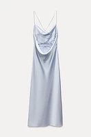 SATIN EFFECT DRAPED MIDI DRESS