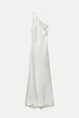 LONG ASYMMETRIC FOIL DRESS