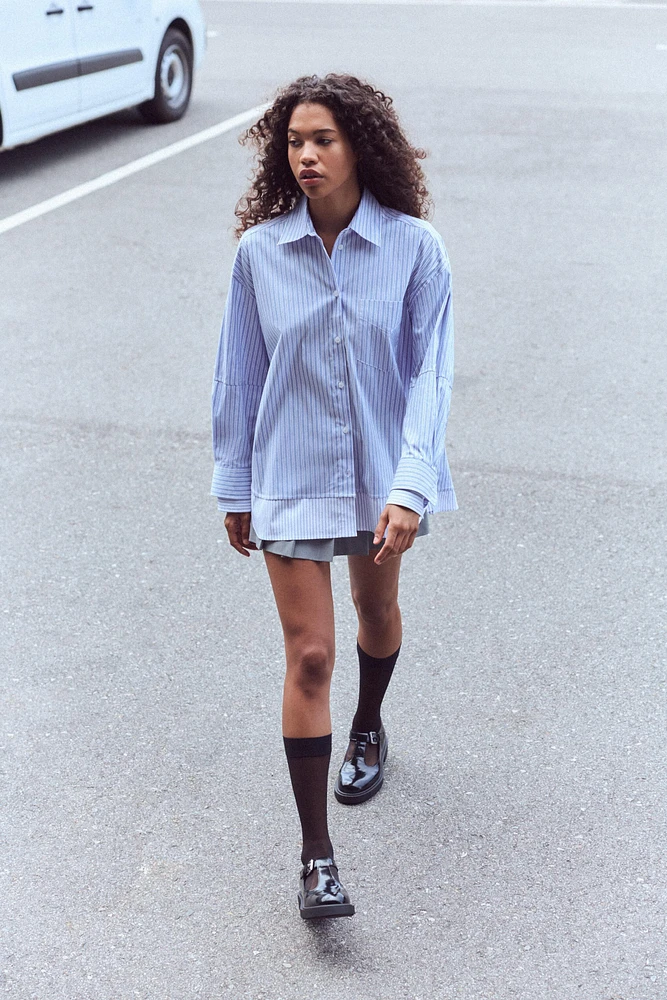 DOUBLE CUFF OVERSIZED POPLIN SHIRT